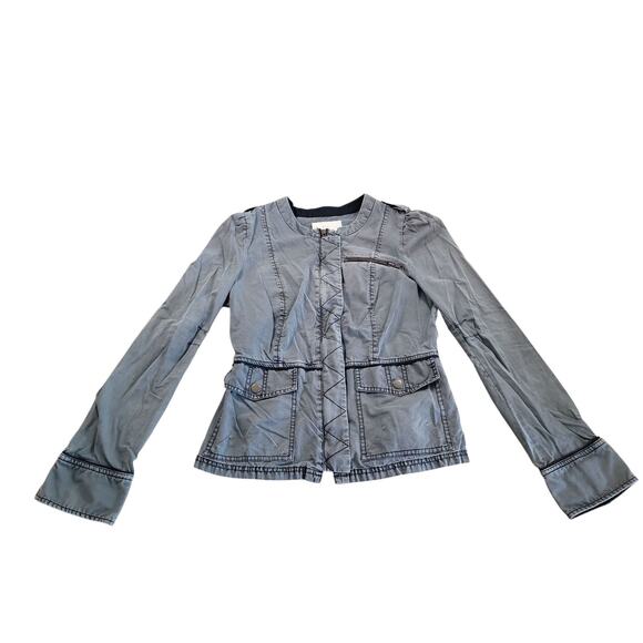 Free People Grey Fitted Military Jacket – Women’s Size 10 – EUC - Picture 1 of 8